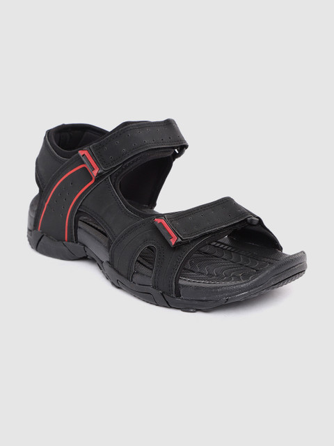 

Roadster Men Black Perforated Sports Sandals