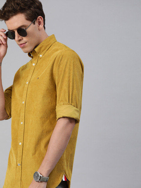 

Tommy Hilfiger Men Mustard Yellow Regular Fit Solid Corduroy Casual Shirt