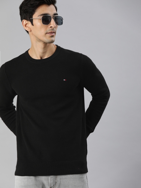 

Tommy Hilfiger Men Black Self Design Pullover Sweater