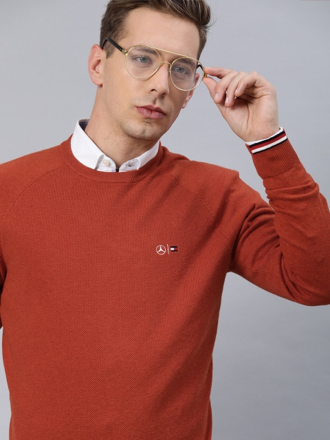 

Tommy Hilfiger Men Red Solid Pullover Sweater