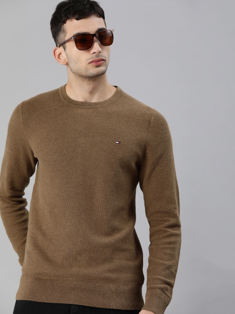

Tommy Hilfiger Men Camel Brown Self Design Pullover Sweater