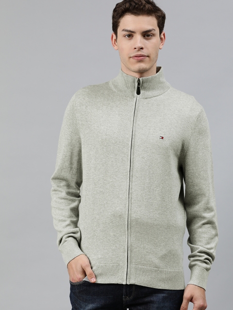 

Tommy Hilfiger Men Grey Solid Front-Open Sweater