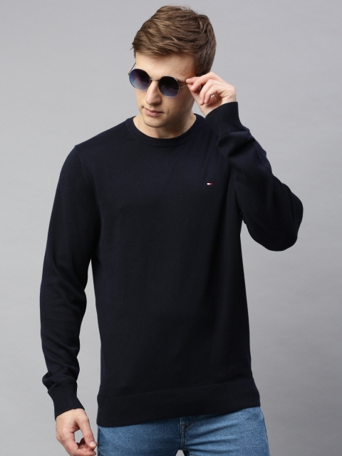 

Tommy Hilfiger Men Navy Blue Solid Pullover Sweater