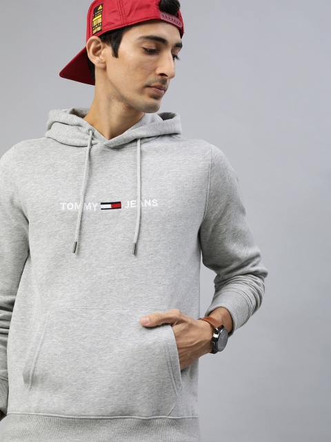 

Tommy Hilfiger Men Grey Solid Hooded Sweatshirt