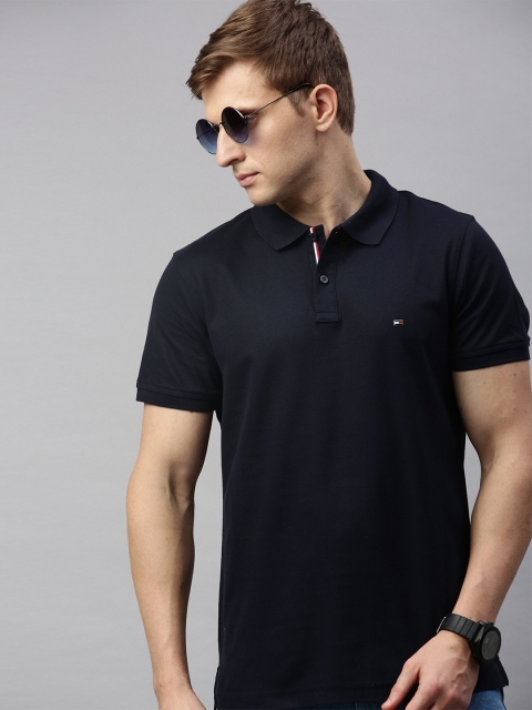 

Tommy Hilfiger Men Navy Blue Solid Polo Collar T-shirt