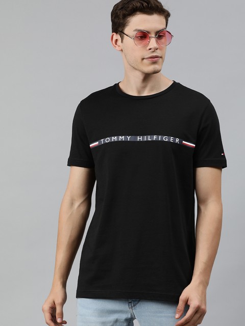 

Tommy Hilfiger Men Black Printed Round Neck T-shirt