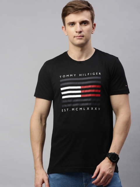 

Tommy Hilfiger Men Black Printed Round Neck T-shirt