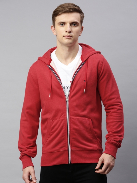 

Tommy Hilfiger Men Red Solid Open Front Jacket