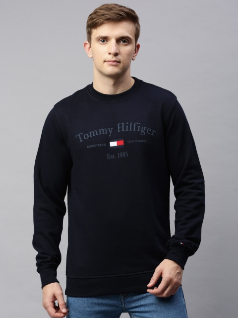 

Tommy Hilfiger Men Navy Blue Embroidered Sweatshirt