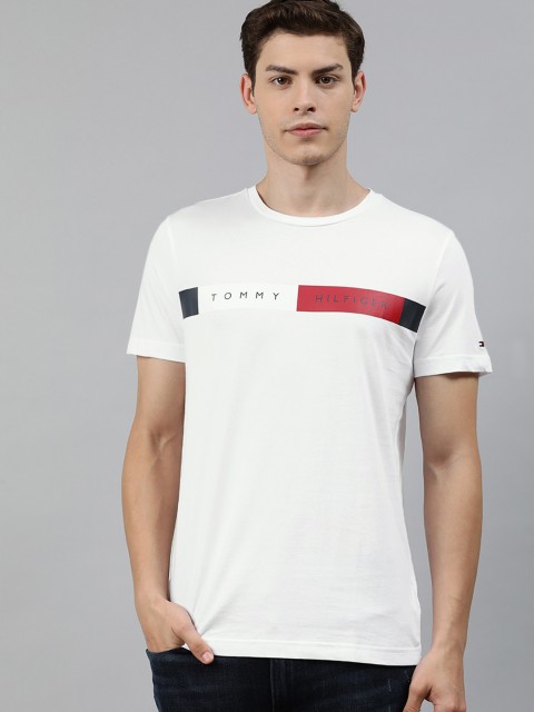

Tommy Hilfiger Men White Printed Round Neck T-shirt