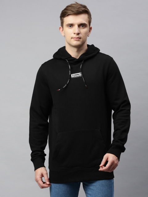 

Tommy Hilfiger Men Black Solid Hooded Sweatshirt