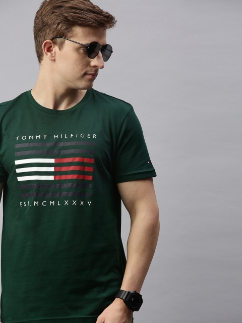 

Tommy Hilfiger Men Green Printed Round Neck T-shirt