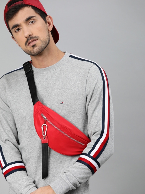 

Tommy Hilfiger Men Grey Solid Side Striped Sweatshirt