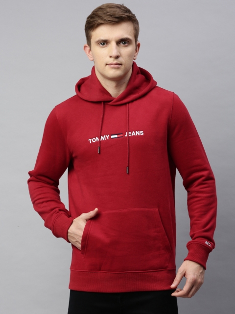 

Tommy Hilfiger Men Red Embroidered Hooded Sweatshirt