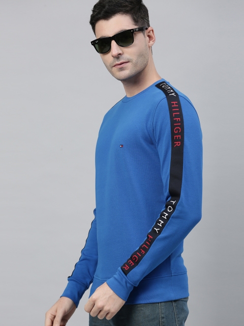 

Tommy Hilfiger Men Blue Solid Sweatshirt with Side Stripes