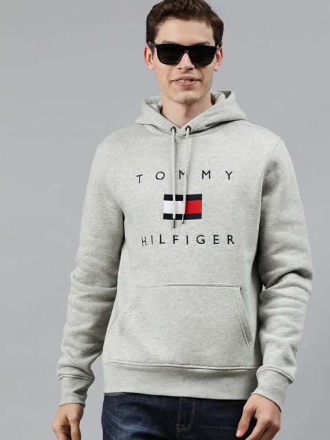 

Tommy Hilfiger Men Grey Embroidered Hooded Sweatshirt