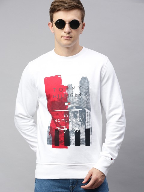 

Tommy Hilfiger Men White & Black Printed Sweatshirt