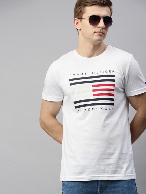 

Tommy Hilfiger Men White Printed Round Neck T-shirt