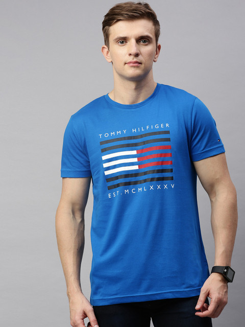 

Tommy Hilfiger Men Blue Printed Round Neck T-shirt