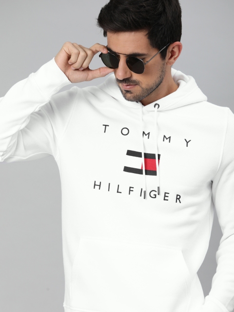 

Tommy Hilfiger Men White Embroidered Hooded Sweatshirt