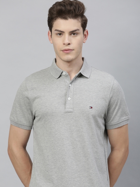 

Tommy Hilfiger Men Grey Solid Polo Collar T-shirt