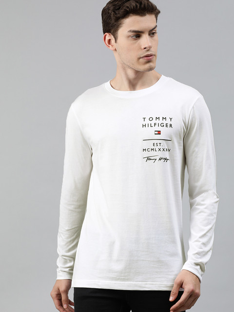 

Tommy Hilfiger Men White Printed Round Neck T-shirt