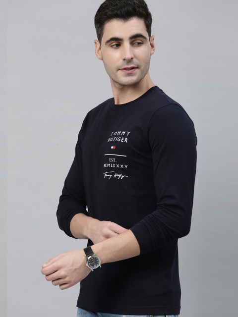 

Tommy Hilfiger Men Navy Blue Printed Round Neck T-shirt