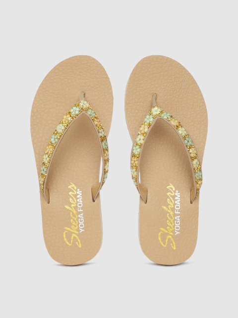 

Skechers Women Beige Embellished MEDITATION-DAISY DELIGHT Thong Flip-Flops