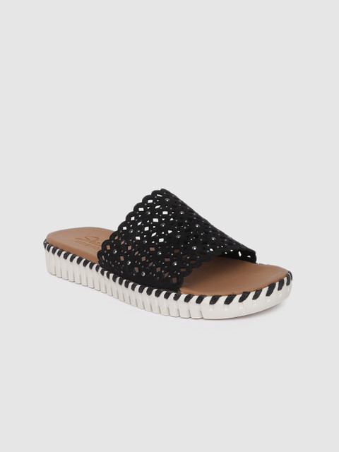 

Skechers Women Black Embellished SEPULVEDA Open Toe Flats
