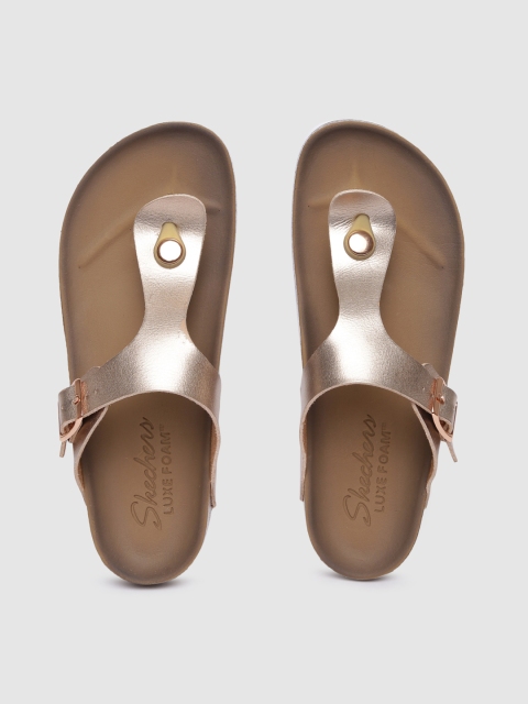 

Skechers Women Rose Gold Solid GRANOLA T-Strap Flats