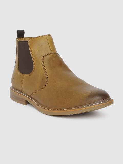 

Skechers Men Tan Brown Solid Leather Chelsea Boots