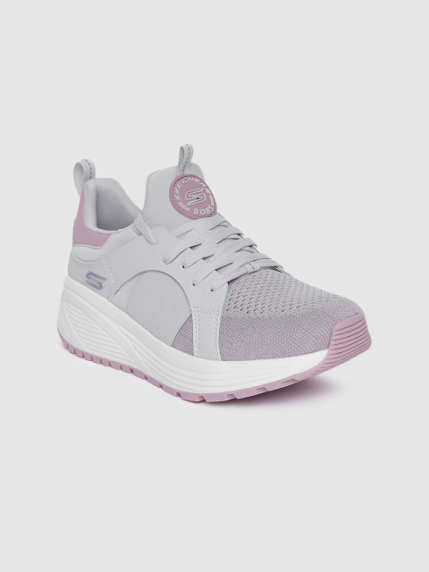 

Skechers Women Grey & Pink BOBS SPARROW 2.0-METRO DAISY Sneakers