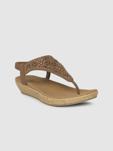 

Skechers Women Brown BRIE-DALLY Open Toe Flats