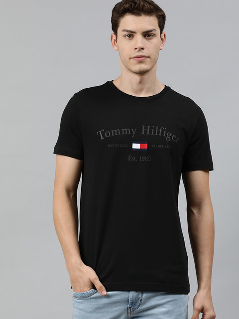 

Tommy Hilfiger Men Black Printed Round Neck T-shirt