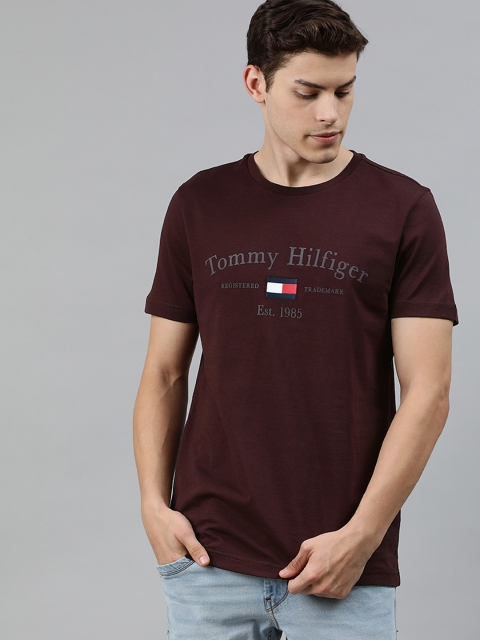

Tommy Hilfiger Men Maroon Printed Round Neck T-shirt