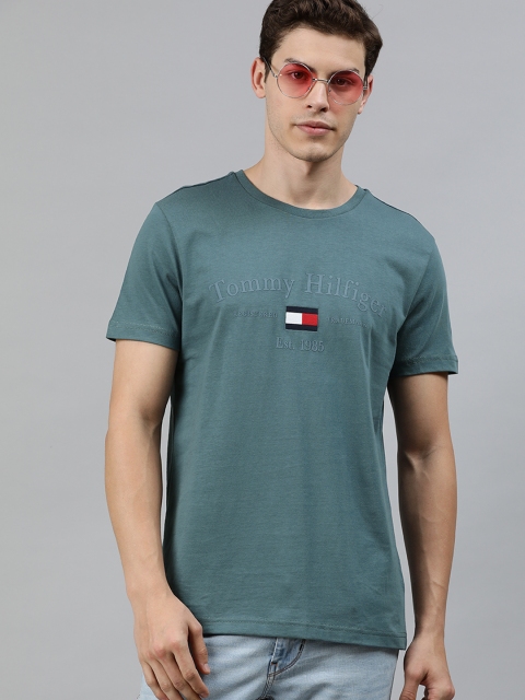 

Tommy Hilfiger Men Grey Printed Round Neck T-shirt