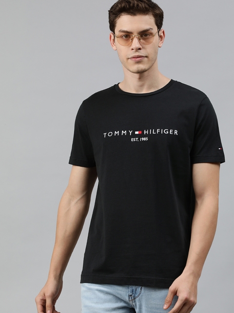 

Tommy Hilfiger Men Black Embroidered Round Neck T-shirt