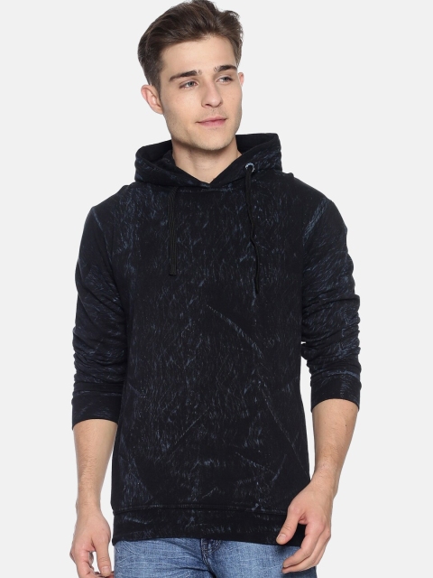 

Campus Sutra Men Black Printed Hooded Sweatshirt