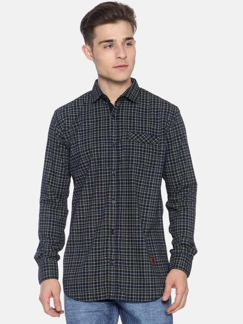 

Campus Sutra Men Navy Blue Classic Regular Fit Checked Casual Shirt