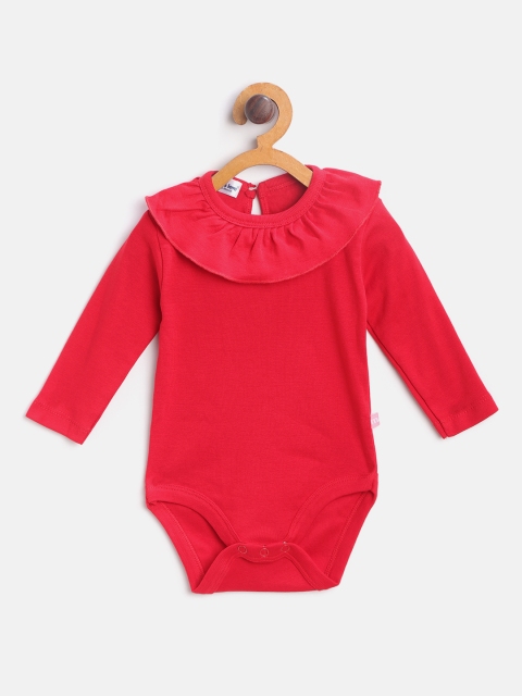 

Moms Love Girls Red Solid Bodysuit with Ruffled Detail