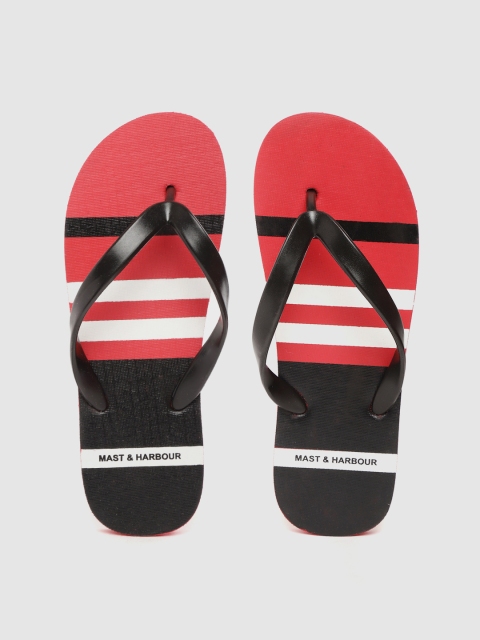 

Mast & Harbour Men Black & Red Striped Thong Flip-Flops