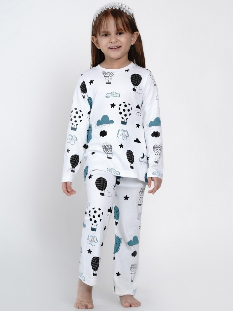 

berrytree Girls Black & White Hot Air Balloons Print Organic Cotton Sustainable Night Suit