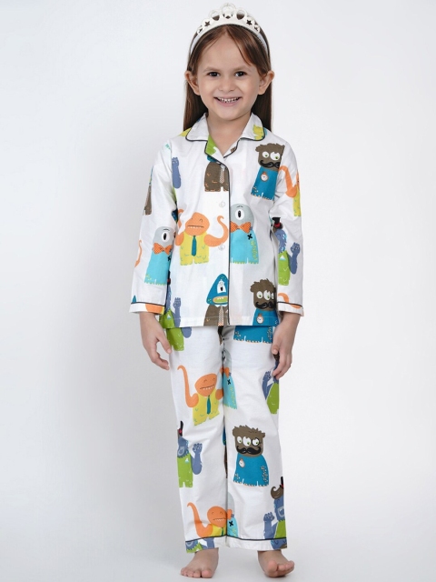 

berrytree Girls Green & Yellow Printed Sustainable Night Suit