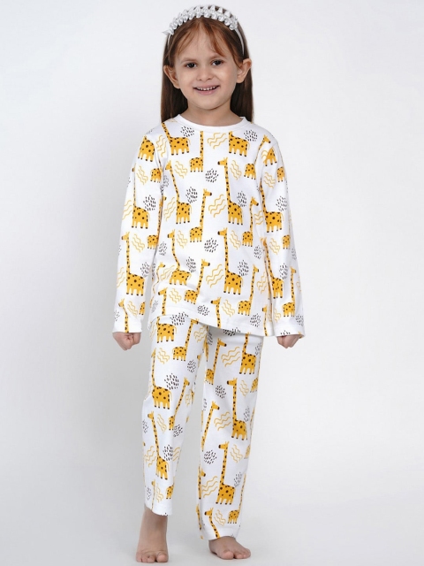 

berrytree Girls Yellow & Orange Printed Organic Cotton Sustainable Night Suit