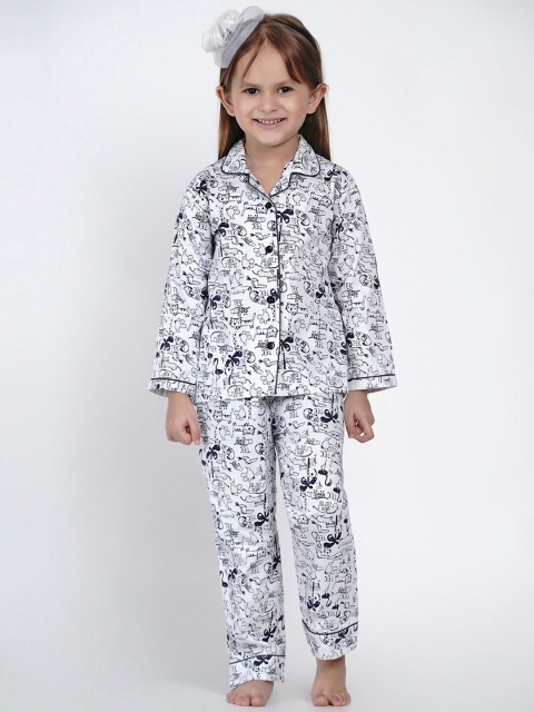 

berrytree Girls Black & White Printed Organic Cotton Sustainable Night Suit