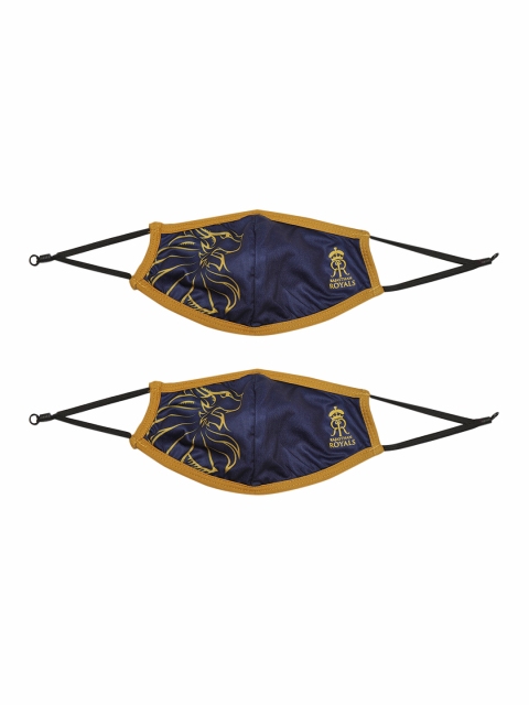 

Alcis Unisex Pack of 2 Navy Blue Printed 3 Ply Reusable Anti-Microbial Cloth Masks