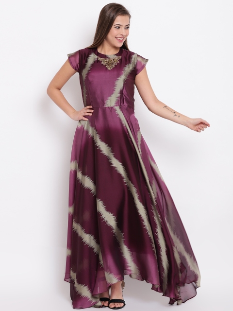 

Kvsfab Women Purple Printed Maxi Dress