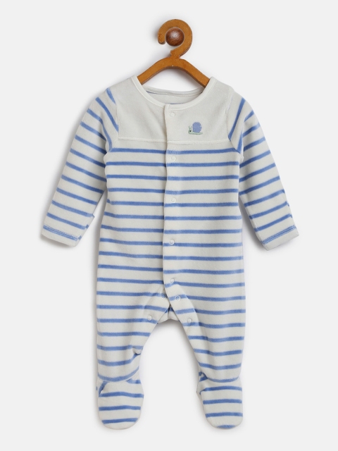 

Marks & Spencer Kids White & Blue Striped Sleepsuit
