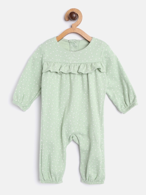 

Marks & Spencer Kids Sea Green & White Polka Dots Printed Rompers