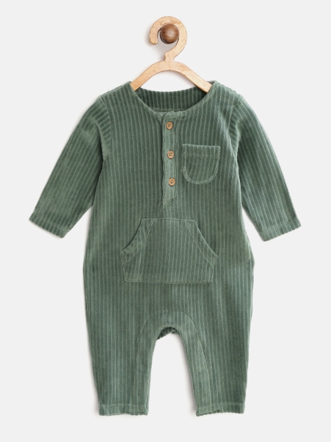 

Marks & Spencer Kids Olive Green Ribbed Rompers with Velvet Effect